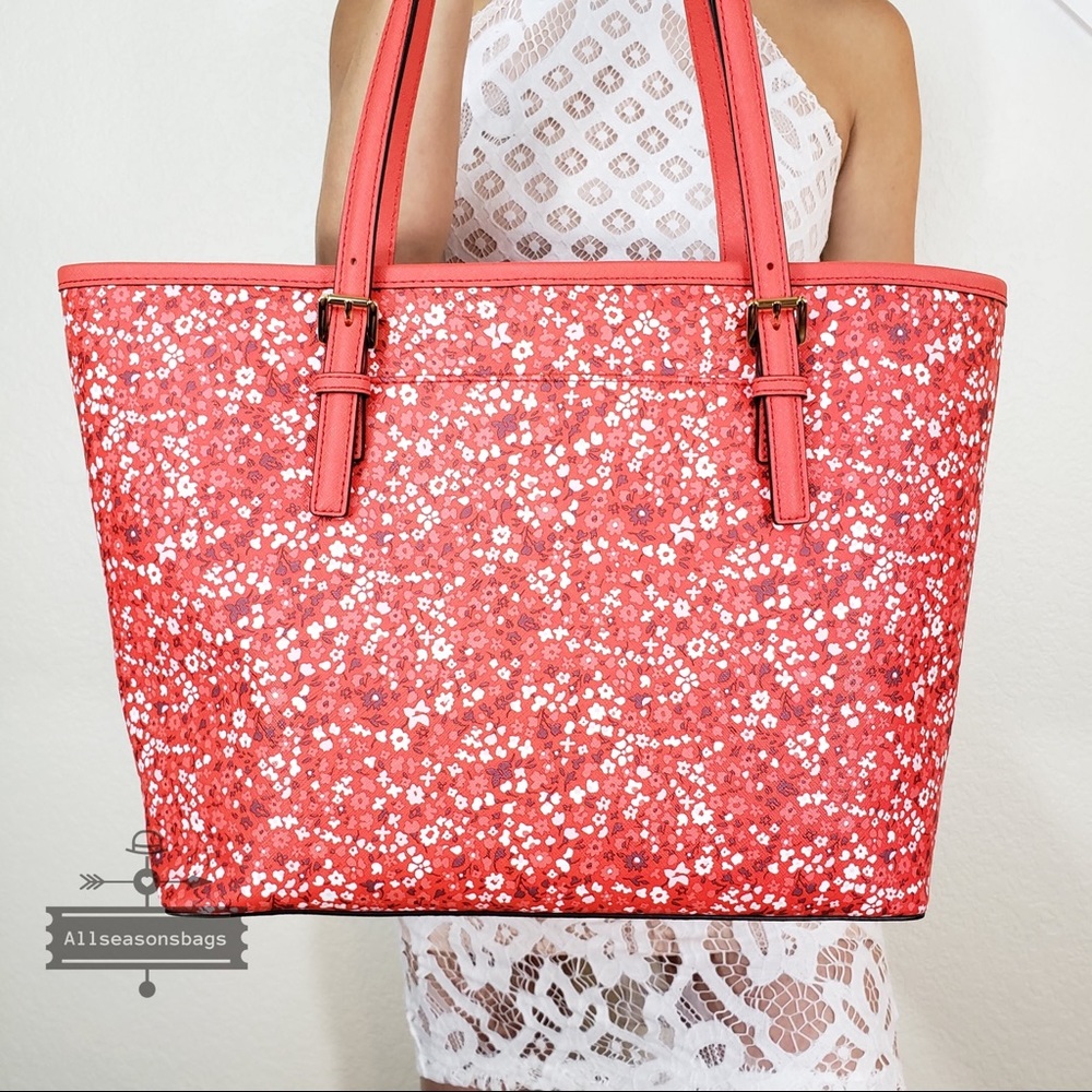 🔽 Michael Kors Jet set travel carryall tote red - Picture 3 of 5